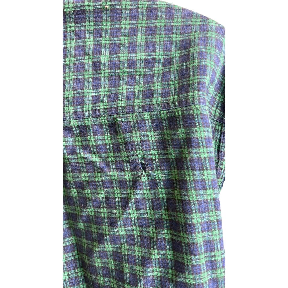 🍀 Victoria Jones Women 18W Green Plaid Embroidered Novelty Shirt Cottagecore - Picture 4 of 5